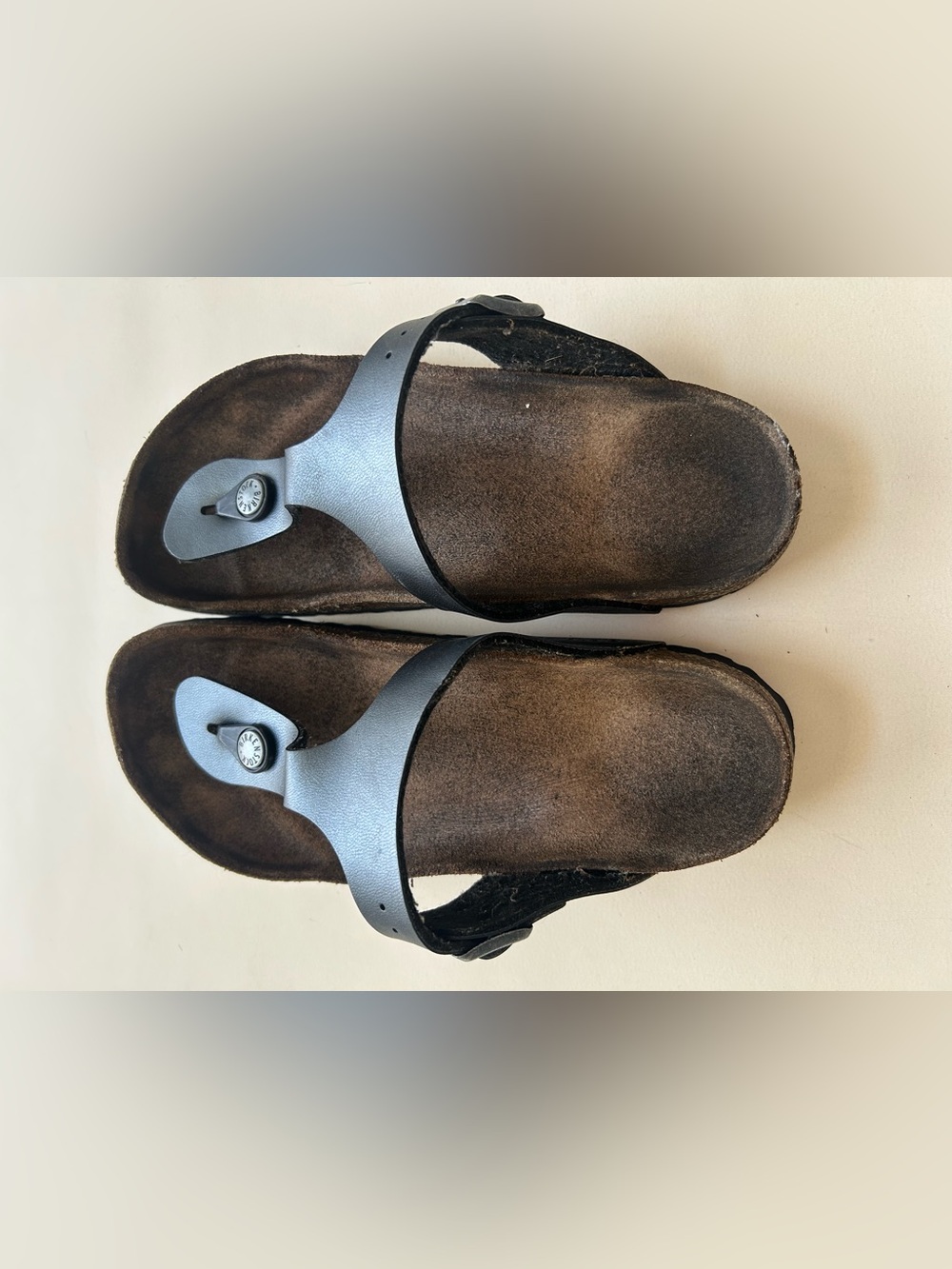 Birkenstock gray Brown Leather Toe-Post Sandals